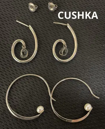 CUSHKA 실버 후프 귀걸이, 수정 구슬 귀걸이 2세트