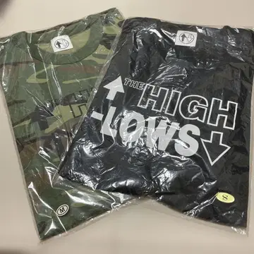 THE HIGH-LOWS 티셔츠 카모플라쥬 블랙 세트 M S