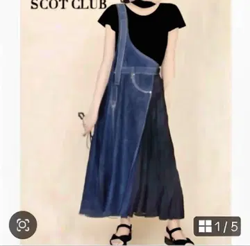 새상품급 야마다야 SCOT CLUB 데님 숄더 원피스