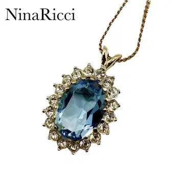 NinaRicci 니나리치 크리스탈 펜던트 목걸이 블루 파란색