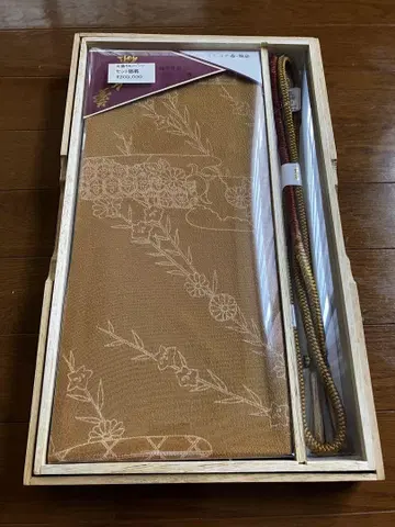 미사용 베이지 꽃무늬 자수 오비 장식 천