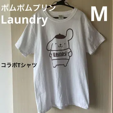 반팔 티셔츠 M 폼폼푸딩 laundry 랜드리 콜라보 화이트 면
