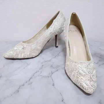 [컨디션 최상] 므뉴 레이스 펌프스 브라이덜 24.0cm 화이트