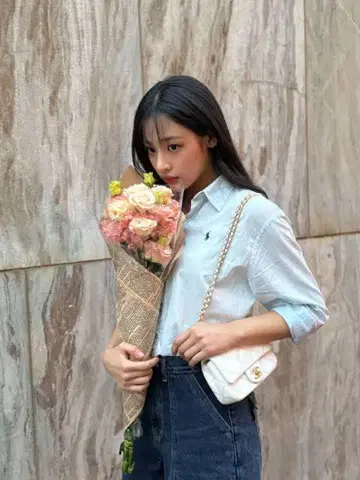 랄프 로렌 셔츠 블루 민지 착용 new jeans