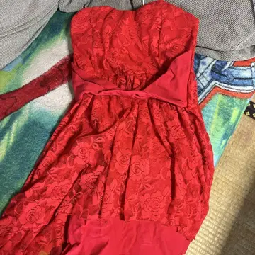 레드 레이스 드레스 S 사이즈 장미 숏 기장