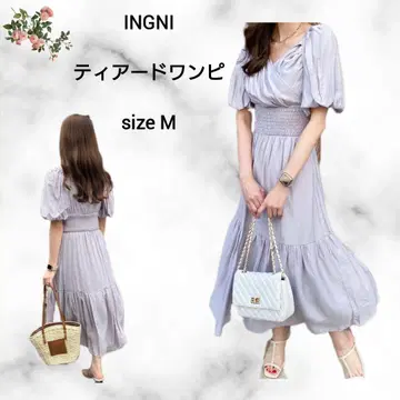 INGNI 카슈쿨 티어드 퍼프 슬리브 원피스 M