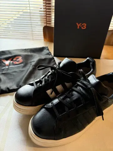 24.5cm Y-3 블랙 화이트 통굽 스니커즈 수납 봉투 포함