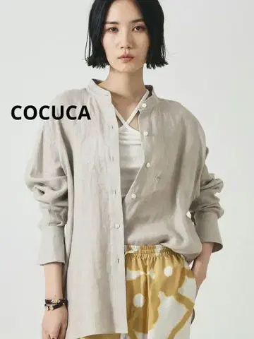 COCUCA 코쿠카 린넨 셔츠 밴드 카라 그레이지