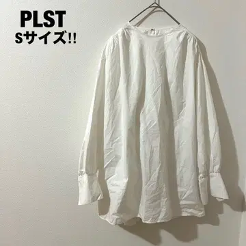 PLST 긴팔 셔츠 튜닉 백리본 화이트 코튼 100% S