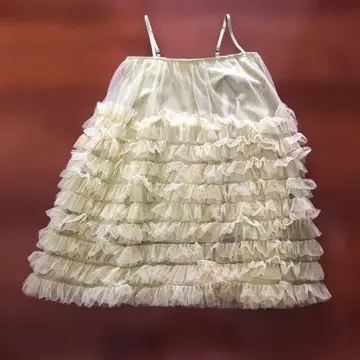 미사용! 프릴 튤이 달린 쉬폰 뷔스티에 피스타치오 컬러 라이트 그린