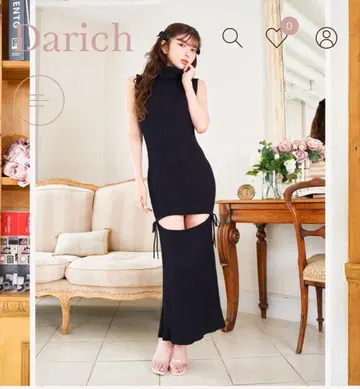 Darich 슬리브리스 리브 원피스 블랙
