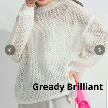 Gready Brilliant 기마 메쉬 크루 니트 화이트