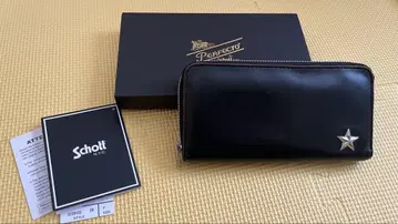 schott 블랙 가죽 장지갑 원스타