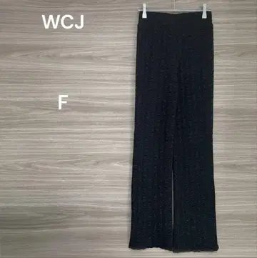 WCJ [F] 블랙 앞 슬릿 와이드 팬츠 엠보싱 가공