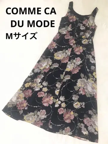 꼼사데모드 플라워 패턴 A 라인 슬리브리스 롱 원피스 블랙 블랙 M