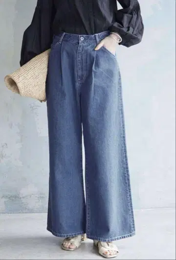 SLOBE IENA LE DENIM 와이드 플레어 턱 5 포켓 팬츠