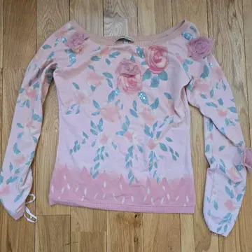 Blumarine 꽃무늬 오프숄더 긴팔 상의