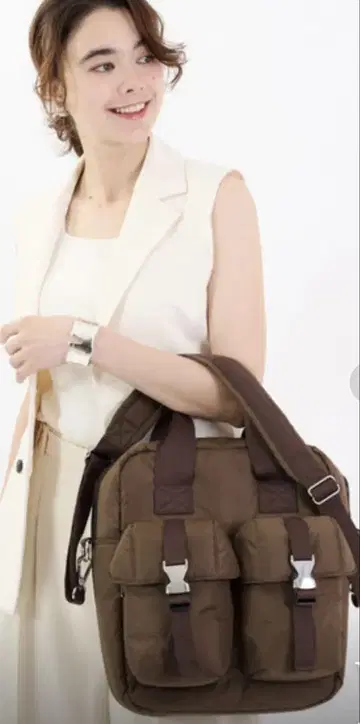 1회 사용 PUFFY 2WAY BAG 카미사키 메구미 토피 브라운