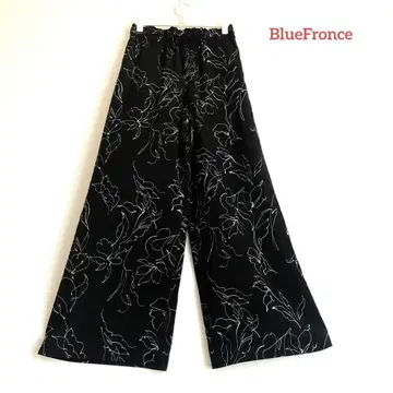 BlueFronce 와이드 팬츠 꽃무늬 허리밴딩 38 블랙 일본제