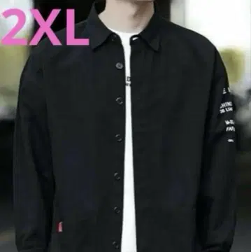 남성용 상의 셔츠 긴팔 긴팔 셔츠 2XL 블랙 계열 면 아우터