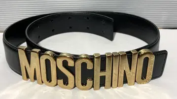 MOSCHINO 모스키노 골드 로고 가죽 벨트 블랙 ~86cm