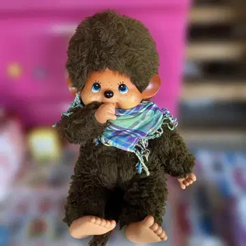 쇼와 레트로 몬치치 브라운 봉제 인형 큰 파란 눈