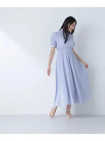 내추럴 뷰티 베이직 셔링 넥 양류 원피스
