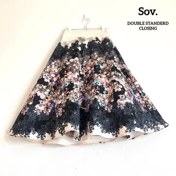 Sov. 소브 덥스타 꽃무늬 프린트 플레어 스커트 36 핑크 일본제