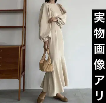 Louere 루에르 볼륨 슬리브 머메이드 원피스 드레스 원피스