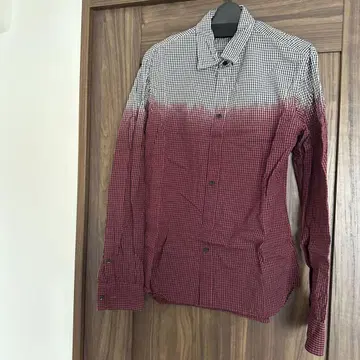 galliano 빨간색과 화이트 체크 무늬 긴팔 셔츠