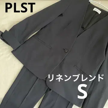 PLST 린넨 블렌드 셋업 수트 칼라리스 자켓 스틱