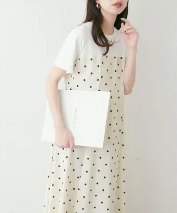 내추럴 꾸뛰르 레이어드 스타일 컷 조젯 원피스 도트