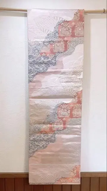 후쿠로 오비 토끼 패턴 부채 무늬 핑크