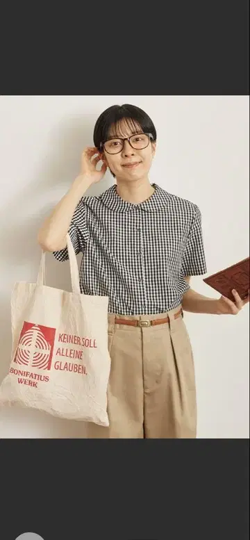 child woman 차일드우먼 깅엄 둥근 카라 셔츠 BLACK
