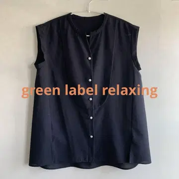GREEN LABEL 네이비 슬리브리스 탑