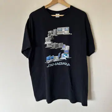 애플 반팔 T셔츠 매킨토시 블랙 XL