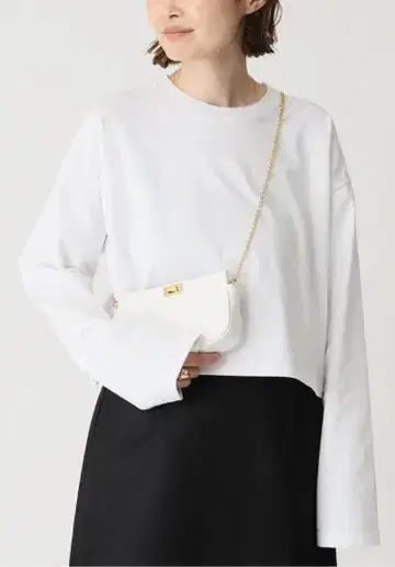 Deuxieme Classe 크롭 L/S 티셔츠 롱 T 화이트