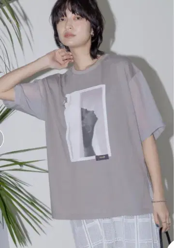 에이미 로우 / 흑백 사진 시어 소매 티셔츠