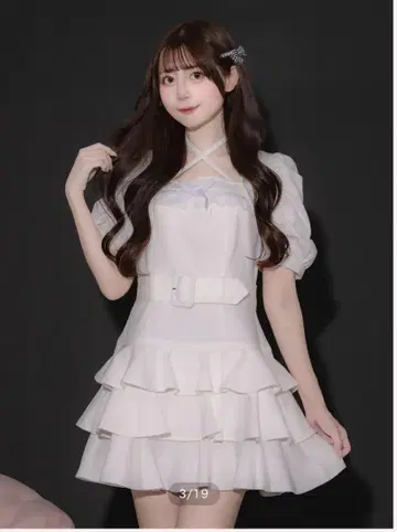 pium 티어드 프릴 미니 원피스