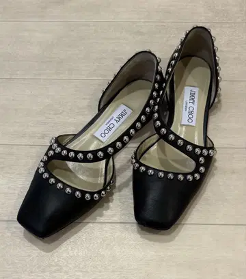 JIMMY CHOO 스터드 장식 블랙 슬립온