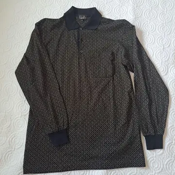 dunhill 기하학 무늬 긴팔 피케 셔츠 S