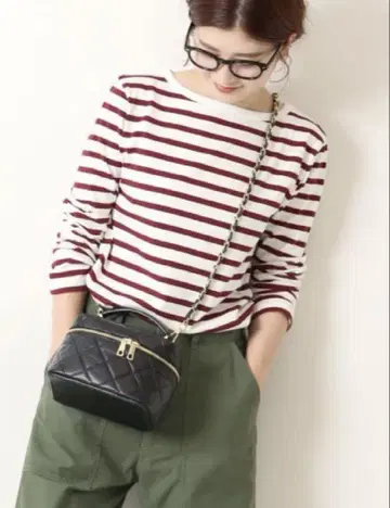 Spick & Span GIZAcotton 보더 롱 T 컷 티셔츠