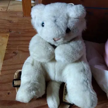 화이트 곰 봉제 인형 백팩