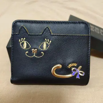새상품급 ANNA SUI 안나수이 접이식 지갑 마이티티 고양이 블랙