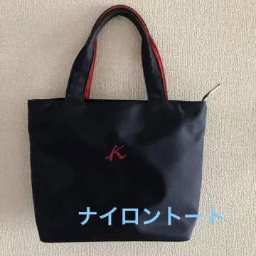 키타무라 토트백 나일론 토트백 네이비 레드 로고