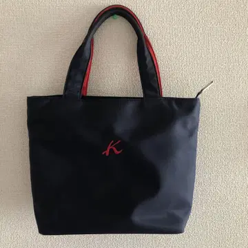 키타무라 토트백 나일론 토트백 네이비 레드 로고
