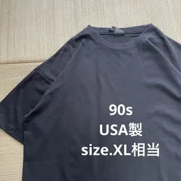 90s USA제 블랙 블랭크 무지 티셔츠 싱글 스티치 XL 상당