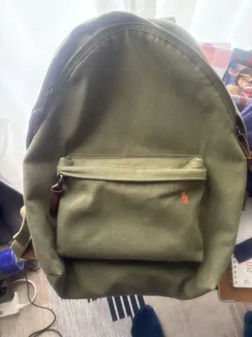 폴로 랄프 로렌 올리브 그린 캔버스 백팩