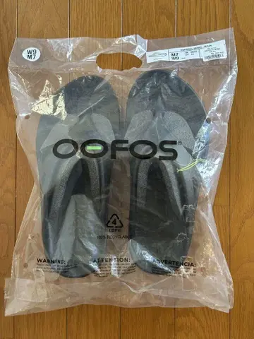 [미사용 새상품] 우포스 OOFOS 플립플랍 블랙 W9/M7