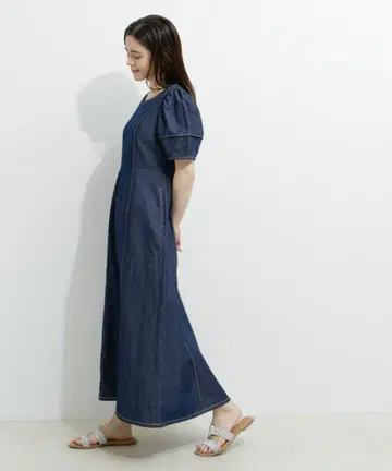 원피스 데님 볼륨 슬리브 원피스